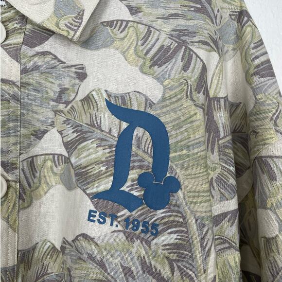 Disney Resort Spirit Jersey Linen Blend Tropical Leaves Print NWT Men's Size XL - Picture 2 of 5